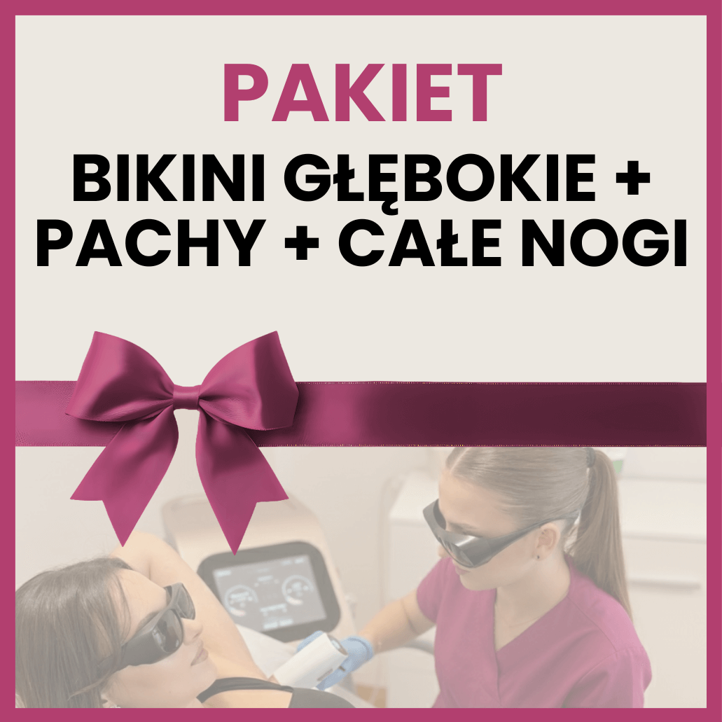 Pakiet bikini głębokie + pachy + całe nogi (uda + łydki)